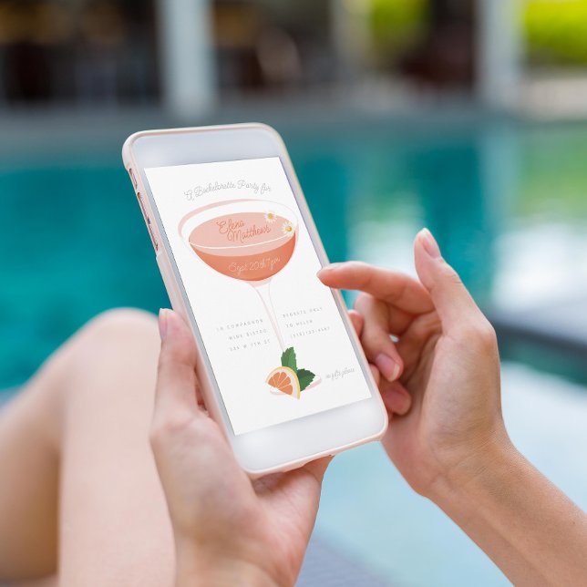 Pink Cocktail Bachelorette Party Invitation (Creator Uploaded)