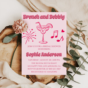 Pink Cocktail Brunch and Bubbly Bridal Shower Invitation