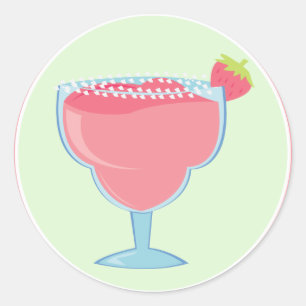 Pink Cocktail Glass Classic Round Sticker