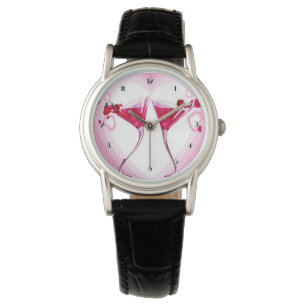 Pink Cocktail Glasses Wrist Watch