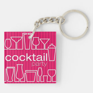 Pink cocktail party key ring