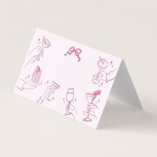 Pink Cocktail Party Retro Table Place Cards