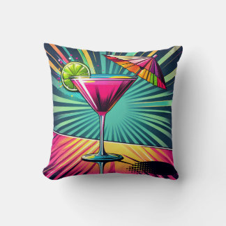 Pink cocktail Throw Cushion