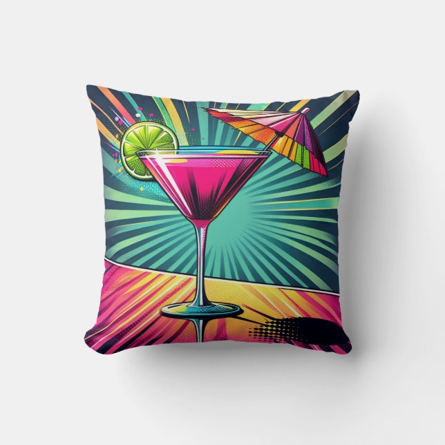 Pink cocktail Throw Cushion (Front)