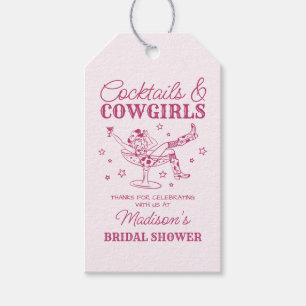 Pink Cocktails and Cowgirls Bridal Shower Favour Gift Tags