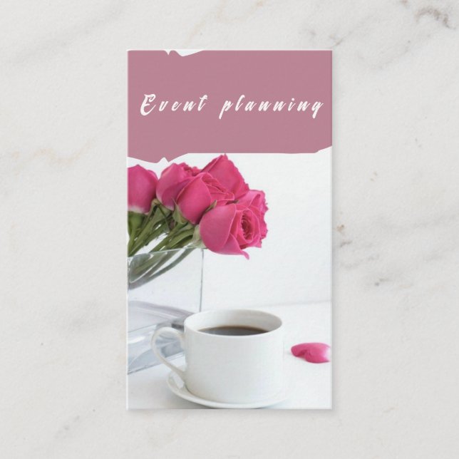 Pink Coffee Event Planning Modern Business card (Front)