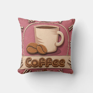 Pink Coffee Feminine Coffee Bar Decor Cushion