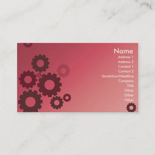 Pink Cogs - Business Card (Front)