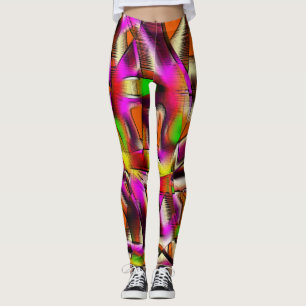 Pink coloful twisted cutouts and notched scratches leggings