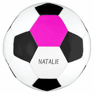 Pink Colored hexagon and Your Name Soccer Ball
