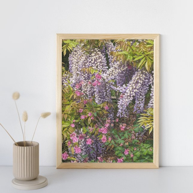 Pink Coloumbine and Purple Wisteria Floral Photo Print (In Situ)