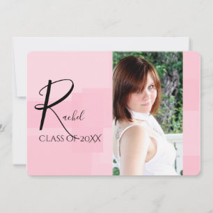 Pink Colour Block Graduation Announcement