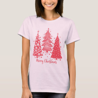 Pink Colour Christmas Trees T-Shirt
