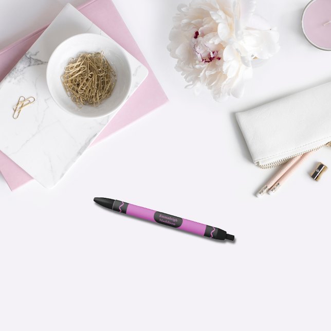 Pink Colour Crayon Wrap Monogram Black Ink Pen (Creator Uploaded)