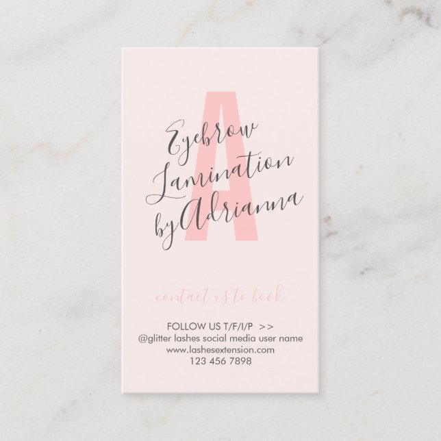 Pink Colour Lamination Aftercare Advices Business Card (Front)