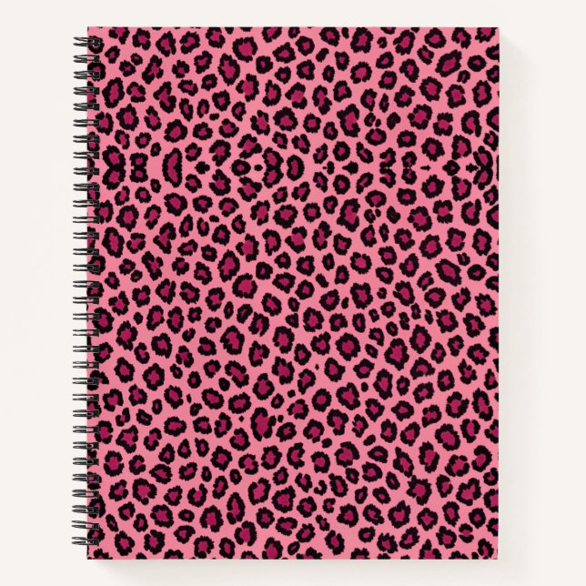 Pink Colour Leopard Skin Pattern Print Notebook (Front)