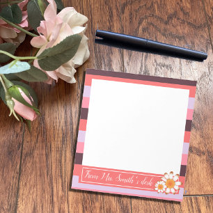 Pink Colour Palette Teacher Notepad with Daisies