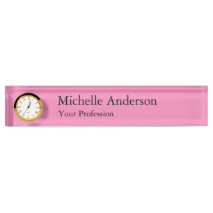 Pink Colour Professional Modern Plain Nameplate