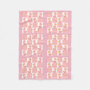 Pink Colour Quilt Duckies Design Fleece Blanket