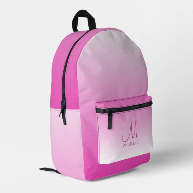 Pink Colour Tones Personalised Template Girls Printed Backpack (Back Corner Left)