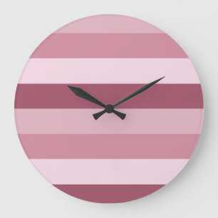 Pink Colour Tones Stripes Design  Large Clock