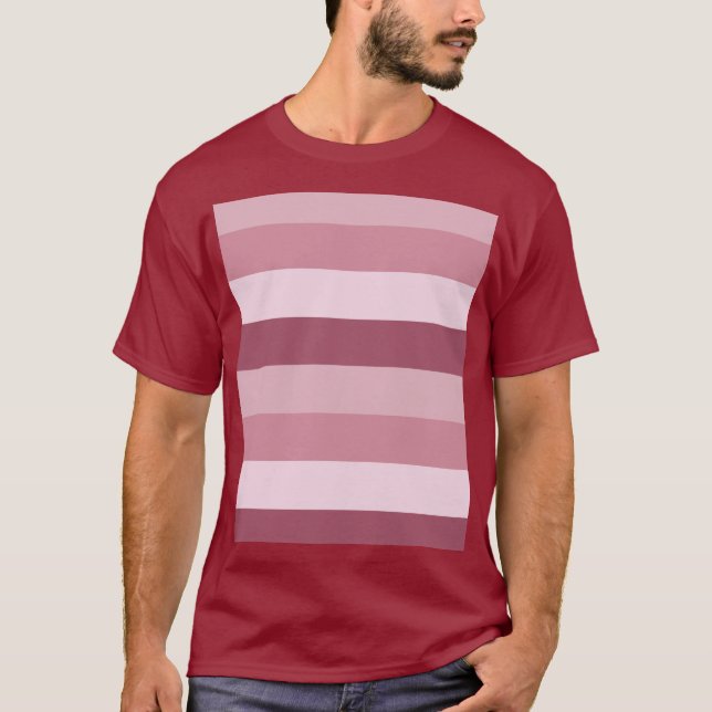 Pink Colour Tones Stripes Design  T-Shirt (Front)