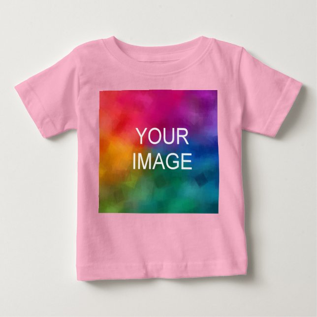 Pink Colour Trendy Template Add Image Photo Baby T-Shirt (Front)