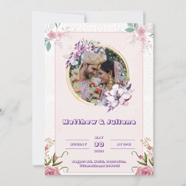 Pink colour wedding Invitations post (Front)