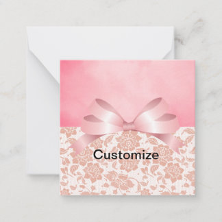 Pink Colour with Lace Customisable Flat Note Card
