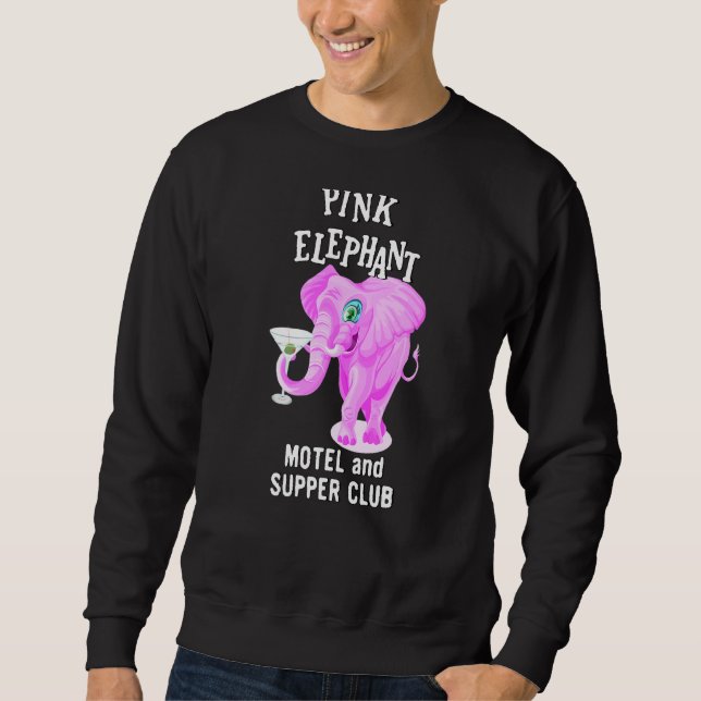 Pink Coloured Elephant With Martini Glass Sweatshirt (Front)