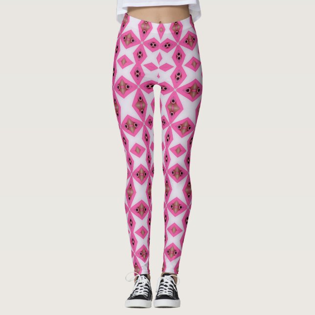 pink colourful abstract leggings (Front)