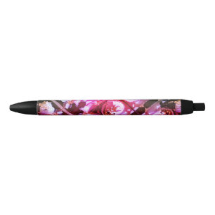 Pink colourful black ink pen
