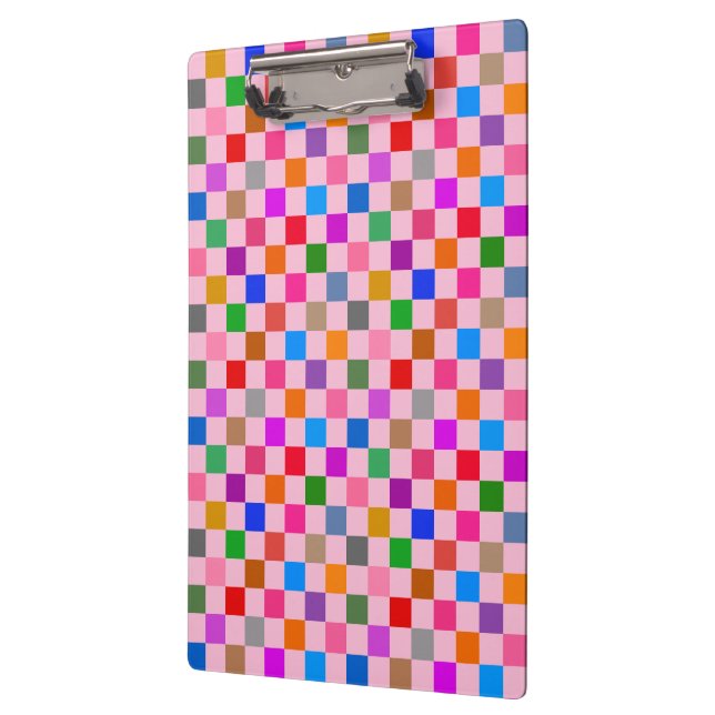 Pink Colourful Chequered Pattern  Clipboard (Left)