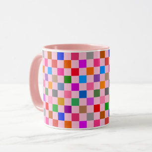 Pink Colourful Chequered Pattern Mug