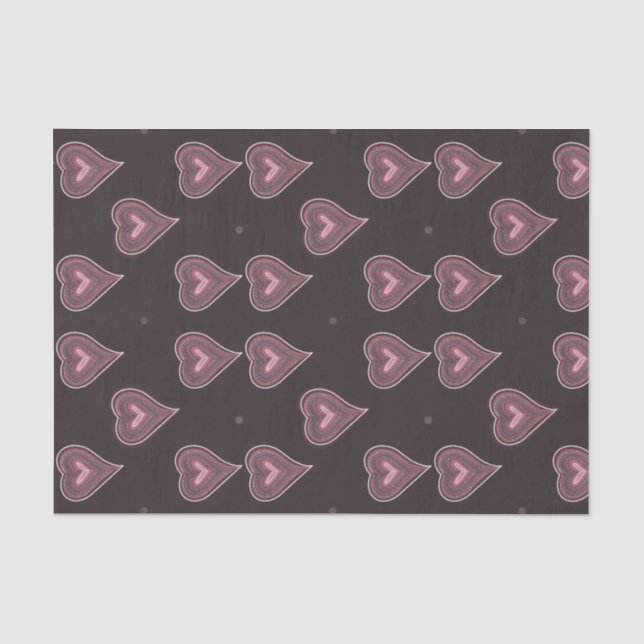 Pink Colourful Delicate Hearts Dark Tissue Paper (Front)
