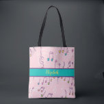 pink colourful music note  tote bag<br><div class="desc">A beautiful pink colourful music note musician personalise tote bag . A great bag to carry your music,  music gear and so much more. A great bag for music teachers,  music students,  musicians and music lovers. For more great music apparel and decor check out our store!</div>