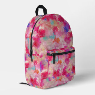 Pink Colourful + Personalised Name on Top Printed Backpack