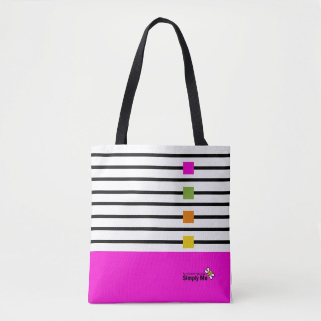 Pink Colourful Stripes Tote Bag (Front)