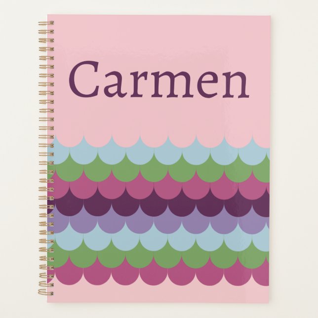 Pink Colourful Waves Planner (Front)