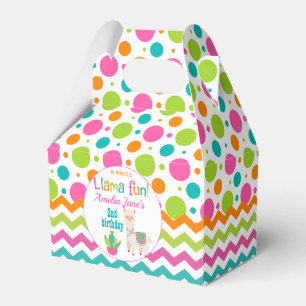 Pink Colourful ZigZag Llama Birthday Party Favour Box