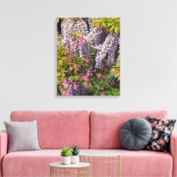 Pink Columbine and Purple Wisteria Floral