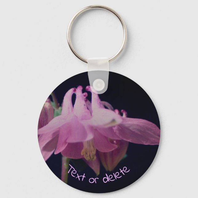 Pink Columbine Flower Personalised Key Ring (Front)