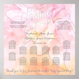 PINK COLUMBINE FLOWER WATERCOLOR SPLASH WEDDING POSTER