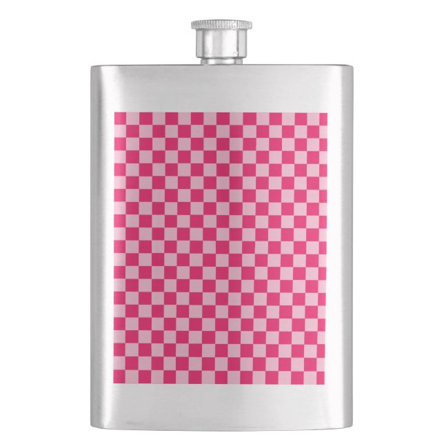 Pink Combination Classic Chequerboard by STaylor Hip Flask (Front)
