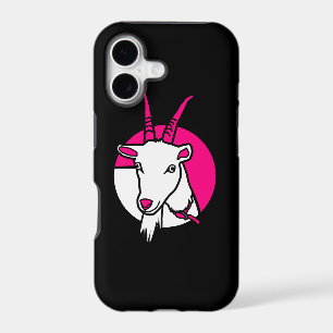 Pink Comic Goat Digital Portrait Black Background
