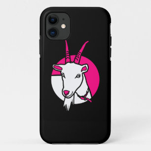 Pink Comic Goat Digital Portrait Black Background Case-Mate iPhone Case