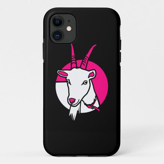 Pink Comic Goat Digital Portrait Black Background Case-Mate iPhone Case (Back)