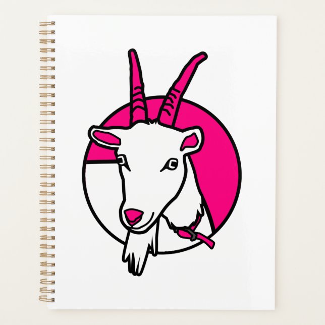 Pink Comic Goat Digital Portrait Planner (Front)