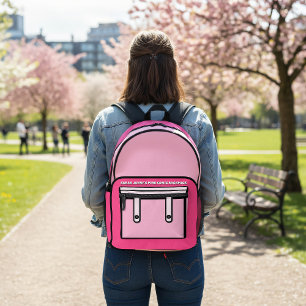Pink Comic Style Cartoon Printed Backpack