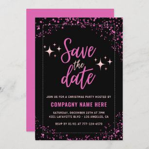 Pink Company Christmas Party  Save the date Glam Invitation